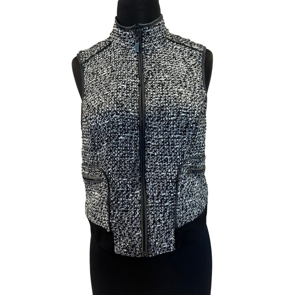 Cache Lined Vest Front Zipper Top New Gray Sueded Trim Banded Bottom $148 NWT